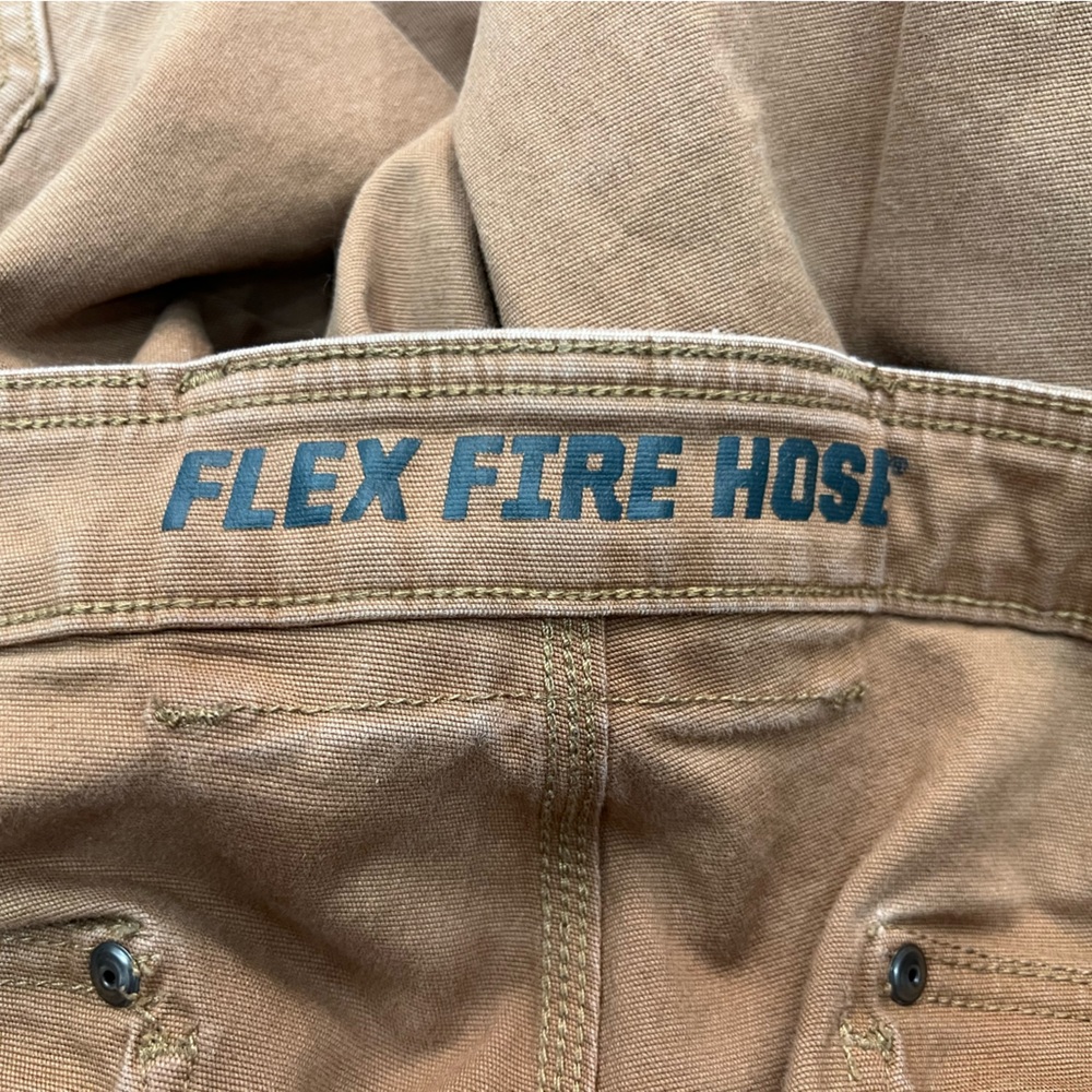 Duluth Trading Co Camel Flex Fire Hose Relaxed Fit Work Cargo Pants 42x32 - Picture 4 of 6